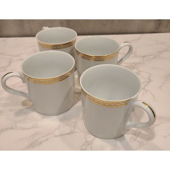 Wedgwood Embassy Collection Granville Gold Set of 4 Coffee/Tea Cups 1995 EUC - Picture 1 of 11
